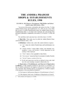 A.P Shops and Establishment Rules 1990